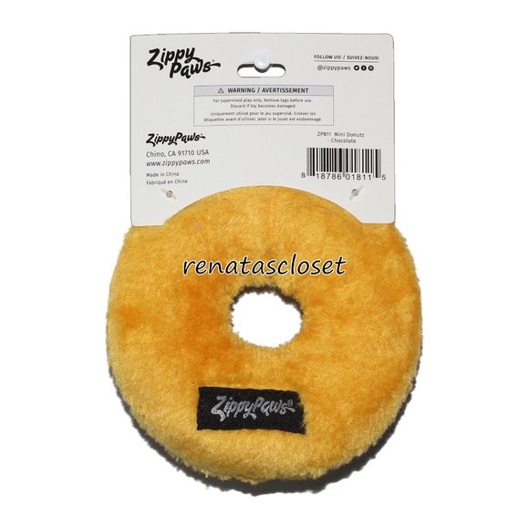 Zippy Paws Mini Donutz Plush Dog Toy - Chocolate NWT - Picture 5 of 8